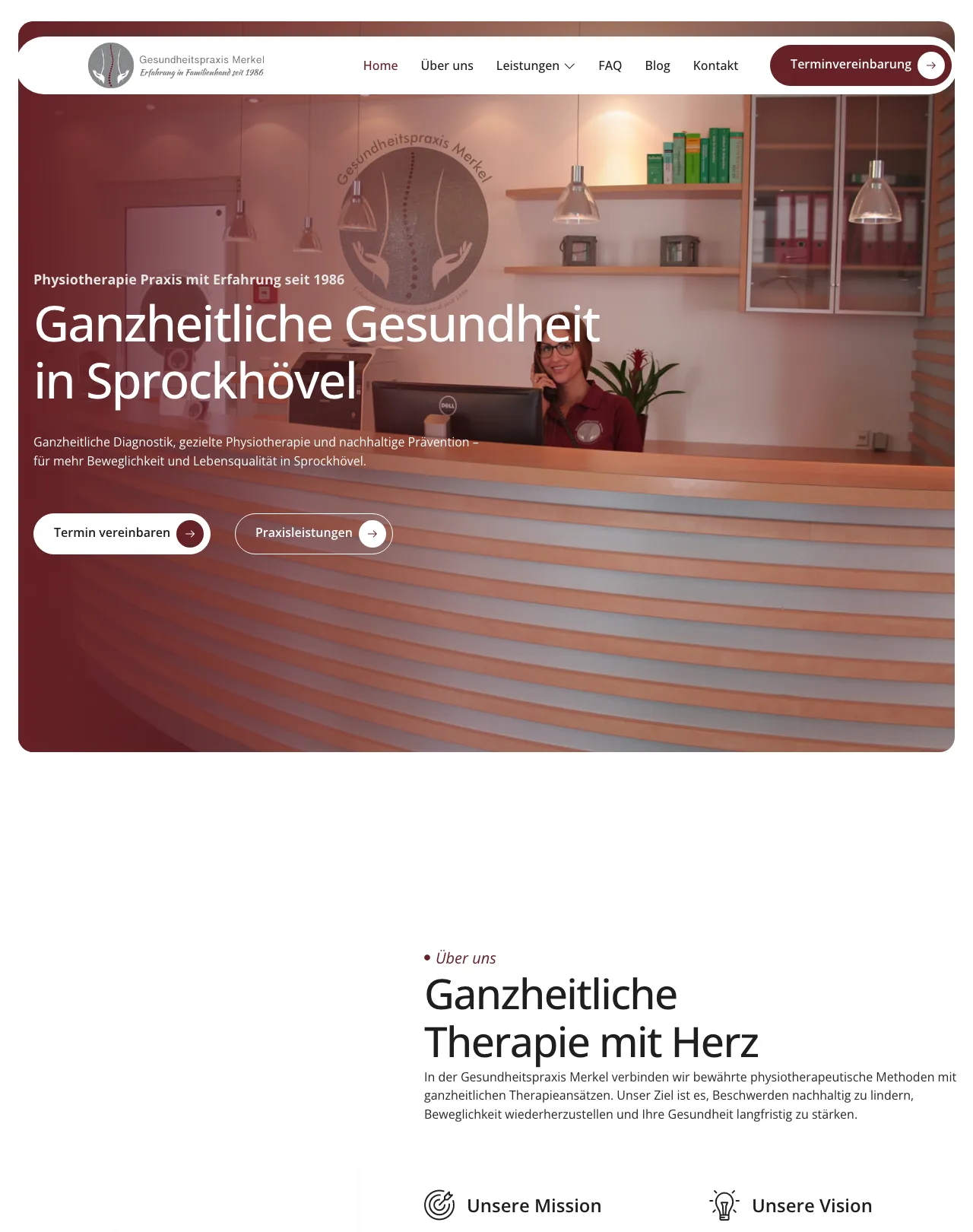Desktop-Screenshot der Website Gesundheitspraxis Merkel