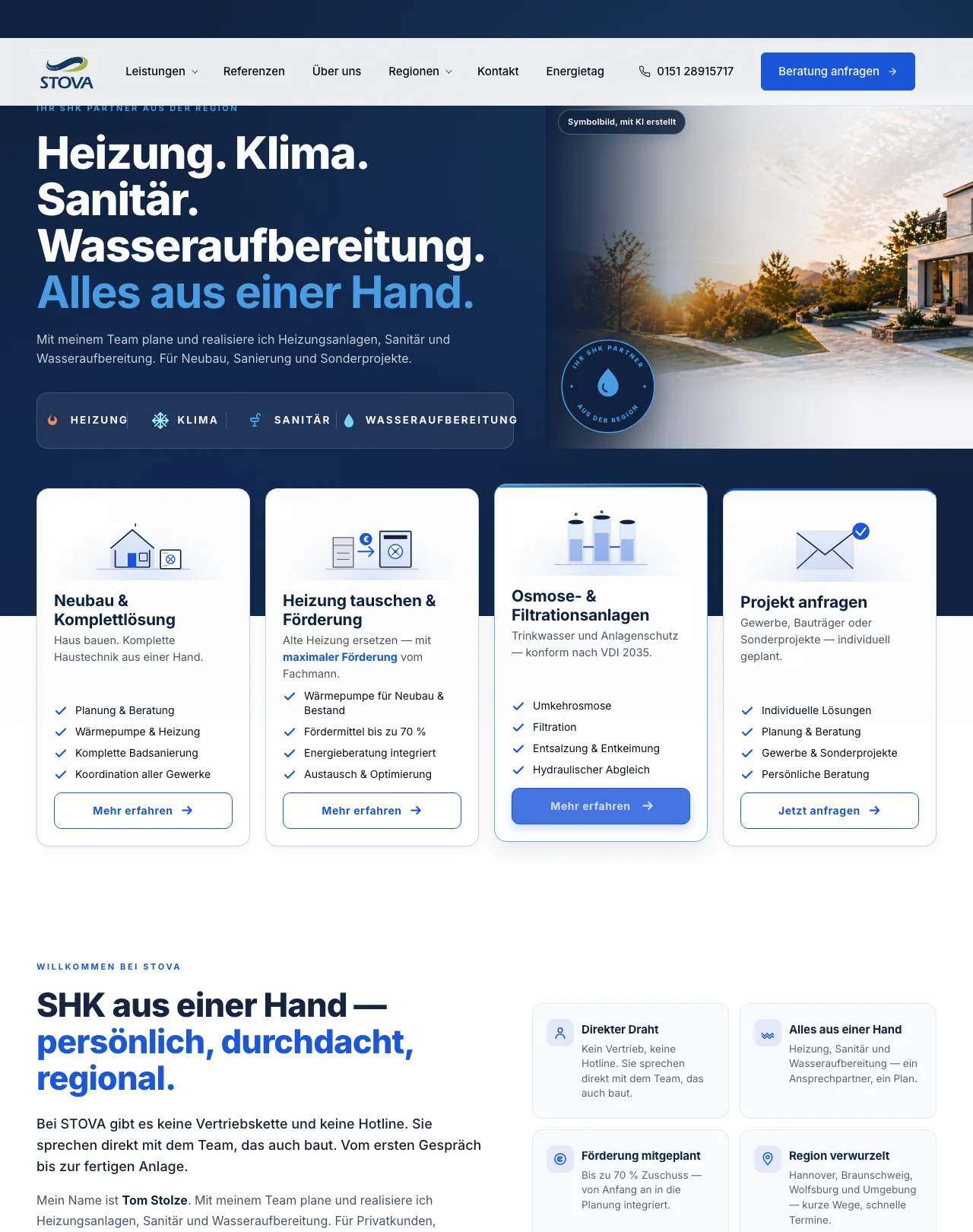 Desktop-Screenshot der Website STOVA Energy